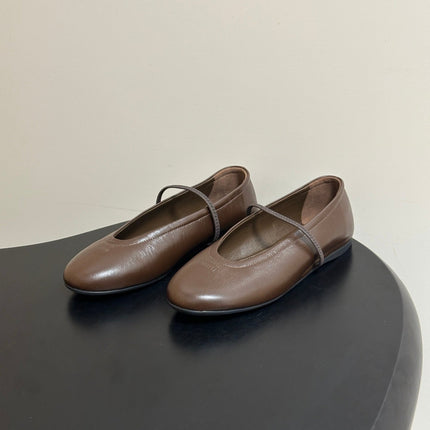 MIUMIU 26S BALLET FLATS IN BROWN LAMBSKIN