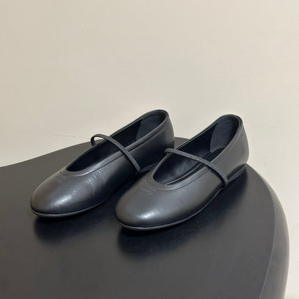 MIUMIU 26S BALLET FLATS IN BLACK LAMBSKIN