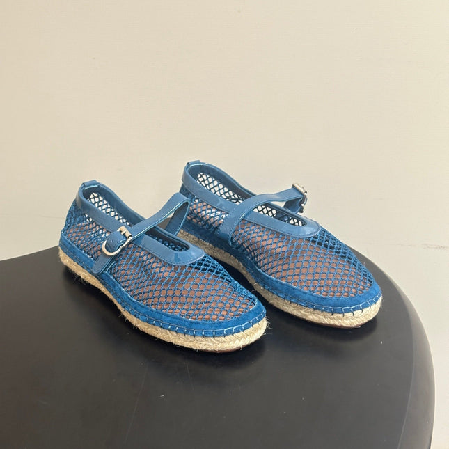 ALAIA 26S MESH ESPADRILLES IN NAVY BLUE PATENT LEATHER AND MESH