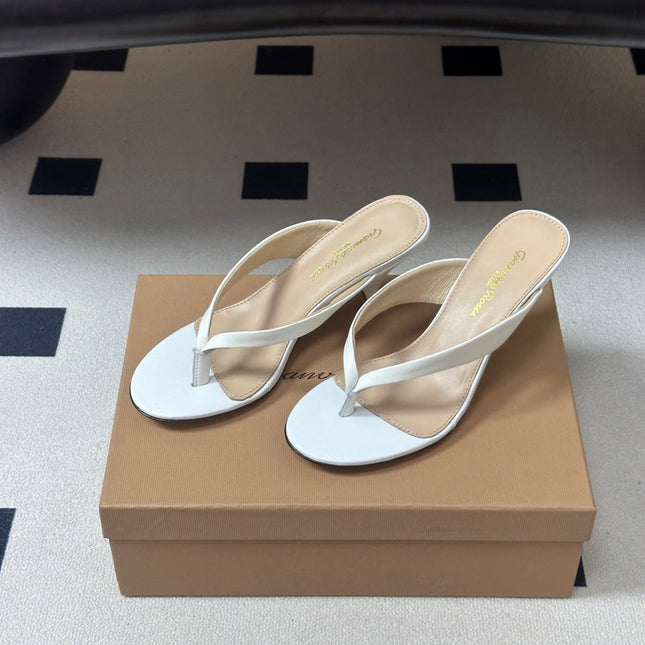GIANVITO ROSSI 26S THONG HEEL SANDALS 70 MM IN WHITE CALFSKIN