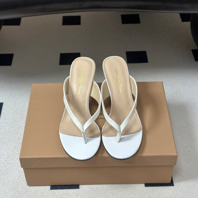GIANVITO ROSSI 26S THONG HEEL SANDALS 70 MM IN WHITE CALFSKIN