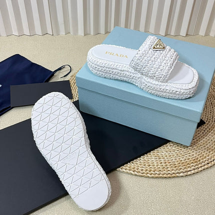 Crochet Flatform Slides 40 White