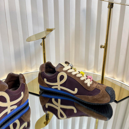 LOEWE 26S RUNNER 2.0 SNEAKERS IN DARK BROWN SUEDE AND FABRIC