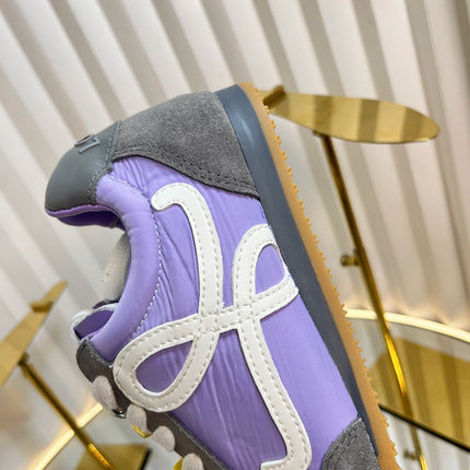 LOEWE 26S RUNNER 2.0 SNEAKERS IN DARK GREY SUEDE AND PURPLE FABRIC