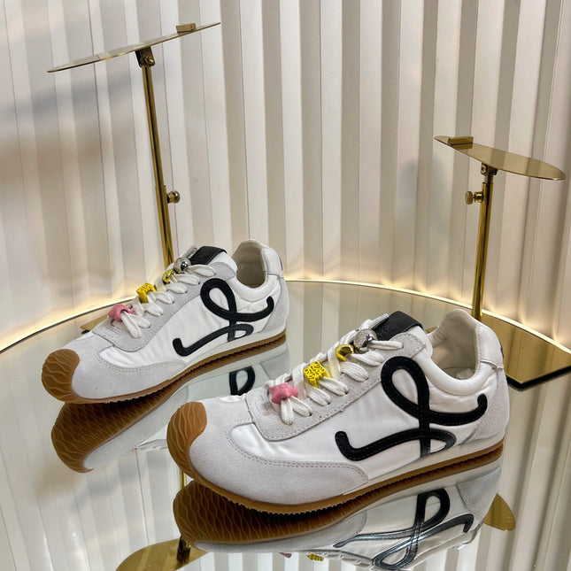LOEWE 26S RUNNER 2.0 SNEAKERS IN WHITE FABRIC AND SUEDE