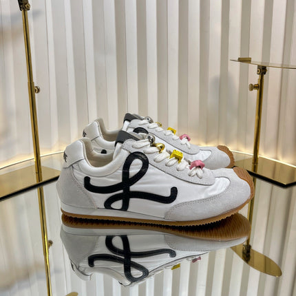 LOEWE 26S RUNNER 2.0 SNEAKERS IN WHITE FABRIC AND SUEDE