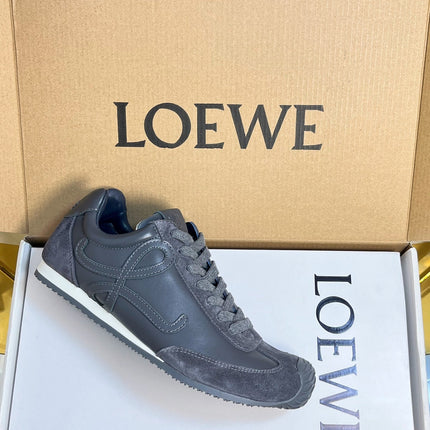 LOEWE 26S RUNNER 2.0 SNEAKERS IN DARK GREY CALFSKIN AND SUEDE