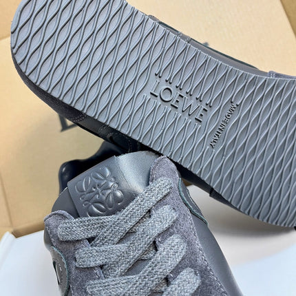 LOEWE 26S RUNNER 2.0 SNEAKERS IN DARK GREY CALFSKIN AND SUEDE