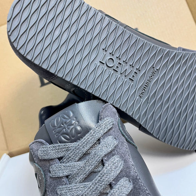 LOEWE 26S RUNNER 2.0 SNEAKERS IN DARK GREY CALFSKIN AND SUEDE