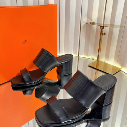 HM 26S MONICA 60 SANDAL IN BLACK CALFSKIN