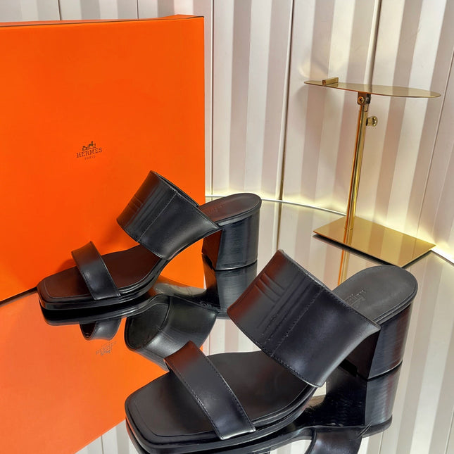 HM 26S MONICA 60 SANDAL IN BLACK CALFSKIN