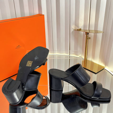 HM 26S MONICA 60 SANDAL IN BLACK CALFSKIN