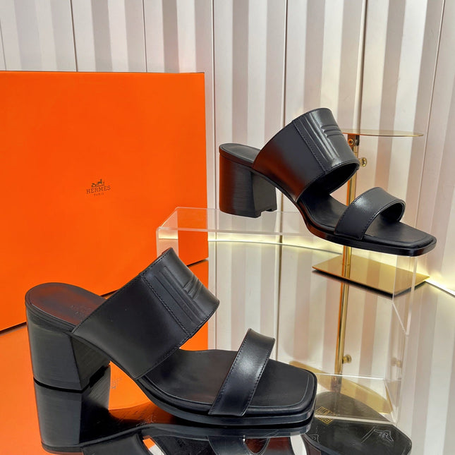 HM 26S MONICA 60 SANDAL IN BLACK CALFSKIN