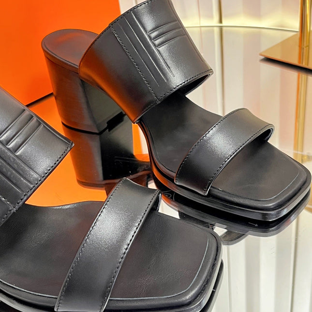 HM 26S MONICA 60 SANDAL IN BLACK CALFSKIN