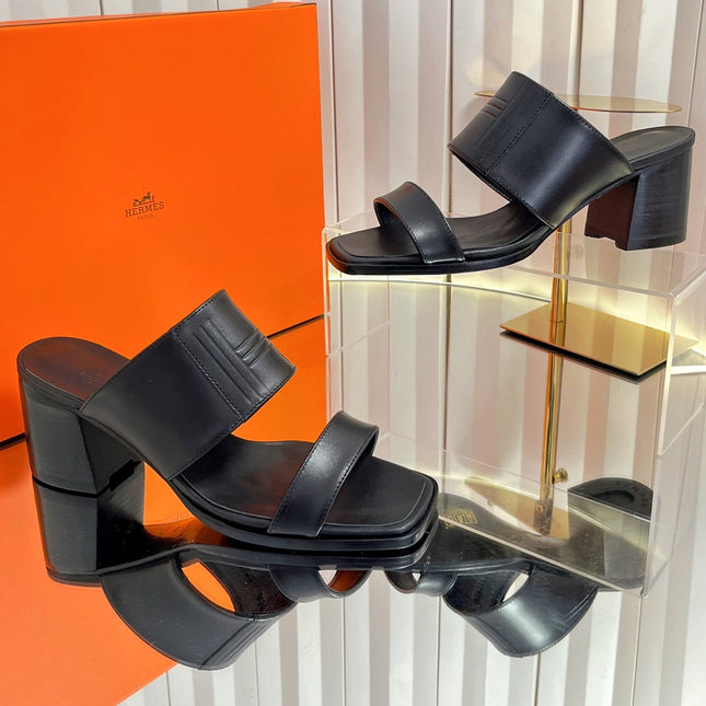 HM 26S MONICA 60 SANDAL IN BLACK CALFSKIN