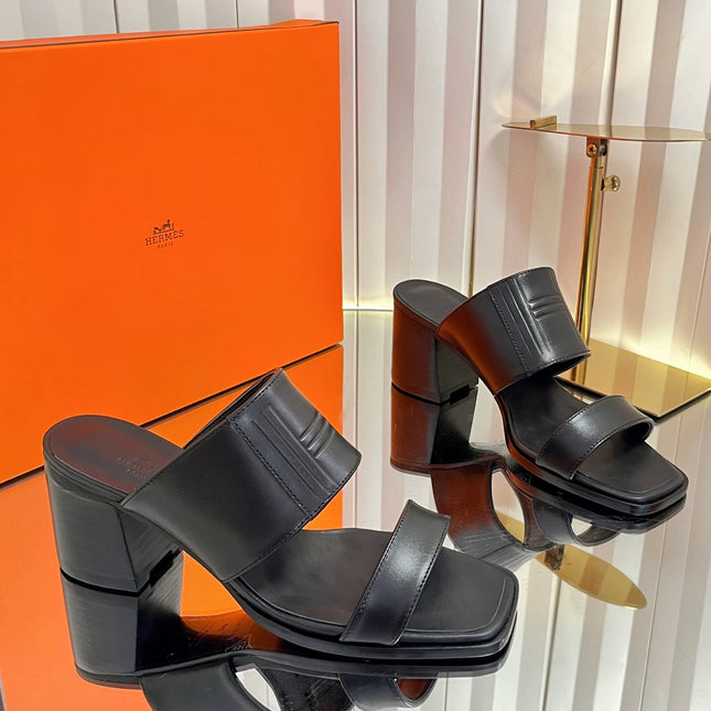 HM 26S MONICA 60 SANDAL IN BLACK CALFSKIN