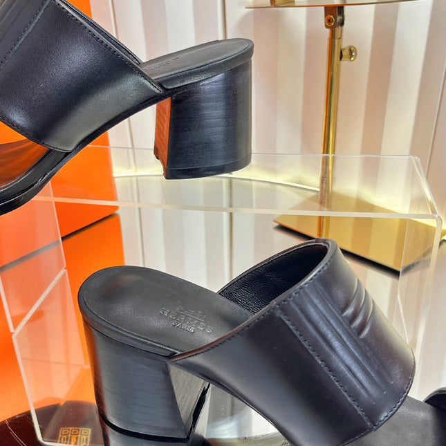 HM 26S MONICA 60 SANDAL IN BLACK CALFSKIN