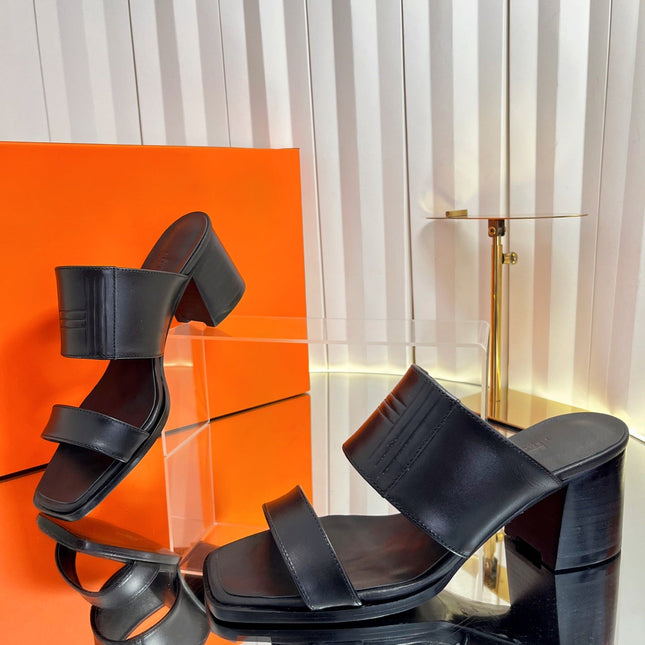 HM 26S MONICA 60 SANDAL IN BLACK CALFSKIN