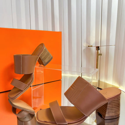 HM 26S MONICA 60 SANDAL IN CARAMEL BROWN CALFSKIN