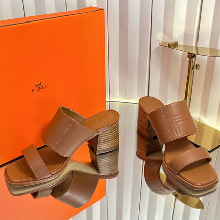 HM 26S MONICA 60 SANDAL IN CARAMEL BROWN CALFSKIN