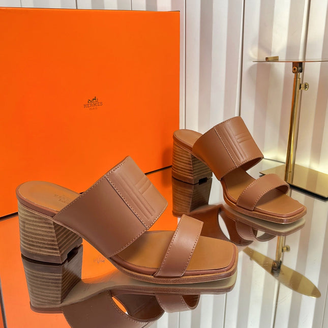 HM 26S MONICA 60 SANDAL IN CARAMEL BROWN CALFSKIN