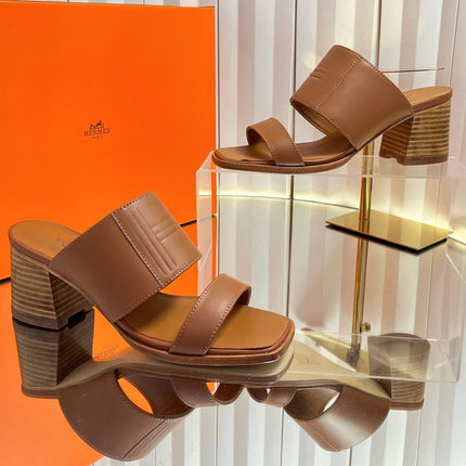 HM 26S MONICA 60 SANDAL IN CARAMEL BROWN CALFSKIN
