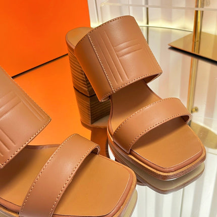 HM 26S MONICA 60 SANDAL IN CARAMEL BROWN CALFSKIN
