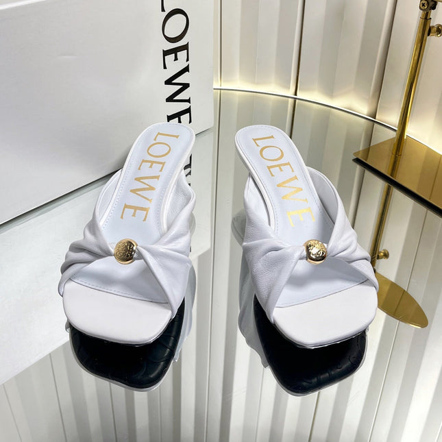 LOEWE 26S HEELED SANDALS 45 MM IN WHITE CALFSKIN
