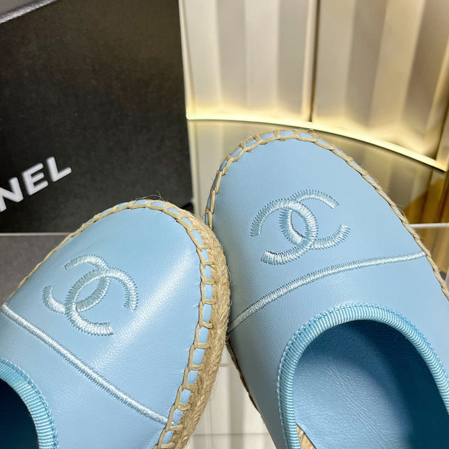 CHANEL 26S ESPADRILLE MARY JANE SHOES IN BLUE LAMBSKIN
