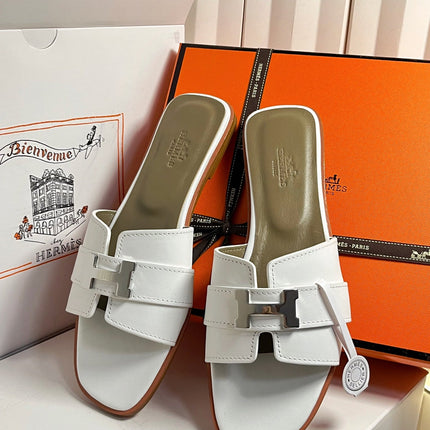 HM 26S ORAN SANDALS IN WHITE CALFSKIN SILVER HARDWARE