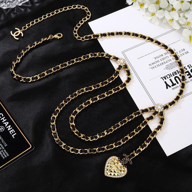CHANEL 25S CHAIN BELT IN GOLD METALLIC AND BLACK CALFSKIN 614286