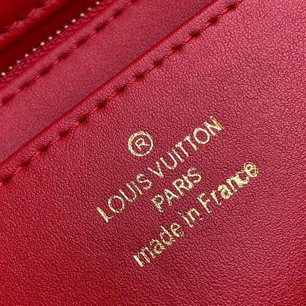 LV 25S GO-14 MM 23 IN CRIMSON RED QUILTED LAMBSKIN GOLD HARDWARE