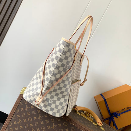 LV NEVERFULL 39 MM IN BEIGE DAMIER AZUR CANVAS