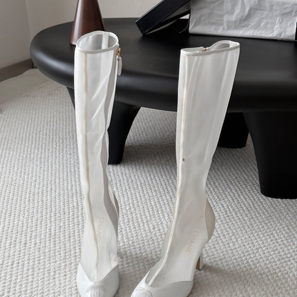 CHANEL 26S THIGH HIGH BOOTS IN WHITE MESH