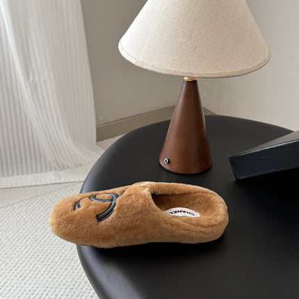 CHANEL 26S MULES IN BROWN SHEARLING LINING ROUND TOE