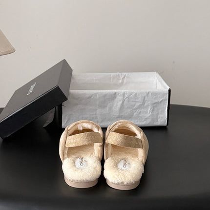 CHANEL 26S SLINGBACK LOAFERS IN BEIGE SUEDE AND SHEARLING LINING
