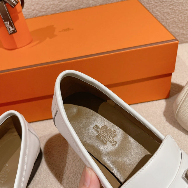 Destin Loafer White Goatskin with Fringe Detail