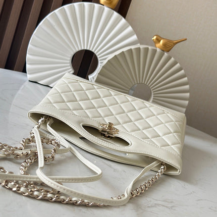 CHANEL 26S MINI SHOPPING BAG 24 IN WHITE LAMBSKIN