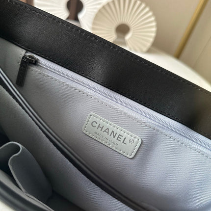 CHANEL 25S SHOULDER BAG 34 IN BLACK CALFSKIN