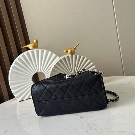 CHANEL 25S HOBO BAG 22 IN BLACK CAVIAR CALFSKIN SILVER HARDWARE