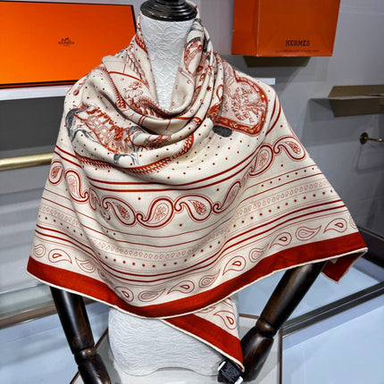 HERMES 26S SCARF 140 IN SILK AND CASHMERE 495971