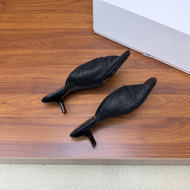 LOEWE 26S  HEELED SANDALS 55MM IN BLACK LAMBSKIN
