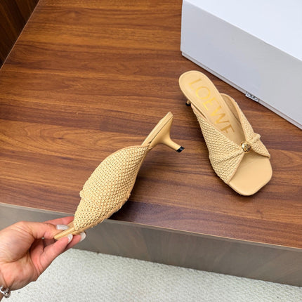 LOEWE 26S  HEELED SANDALS 55MM IN BEIGE LAMBSKIN