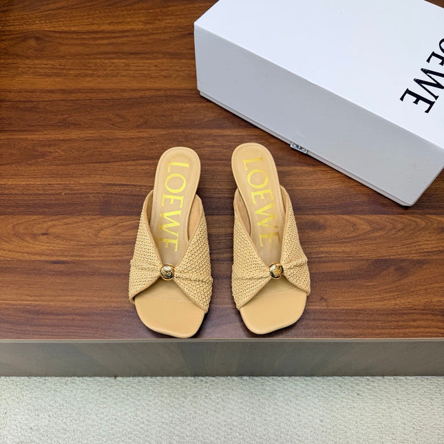 LOEWE 26S  HEELED SANDALS 55MM IN BEIGE LAMBSKIN