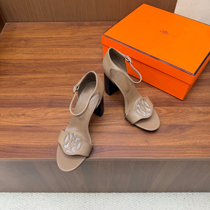 HM 26S MARQUISE SANDAL 85MM IN LIGHT BROWN CALFSKIN