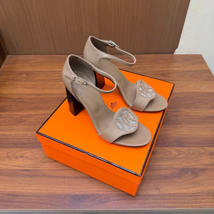 HM 26S MARQUISE SANDAL 85MM IN LIGHT BROWN CALFSKIN