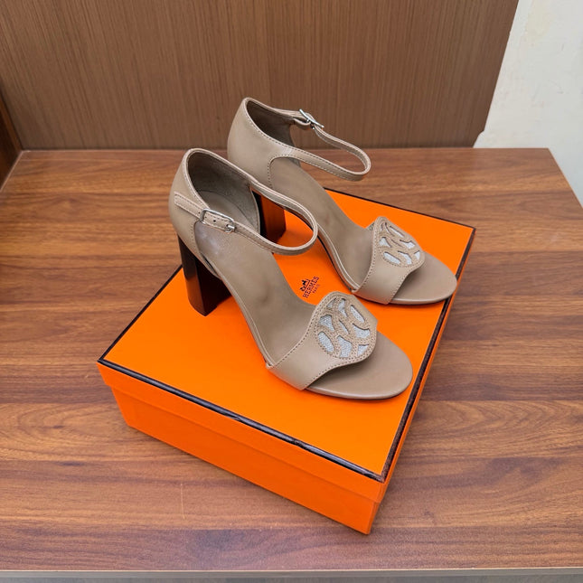 HM 26S MARQUISE SANDAL 85MM IN LIGHT BROWN CALFSKIN