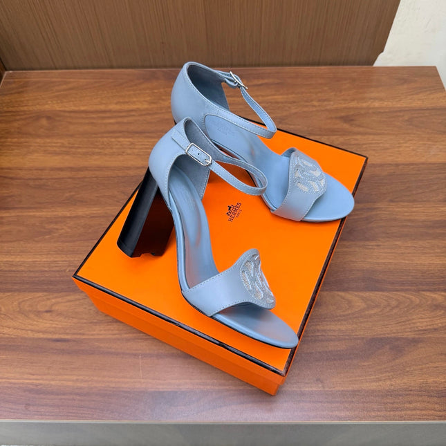 HM 26S MARQUISE SANDAL 85MM IN LIGHT BLUE CALFSKIN