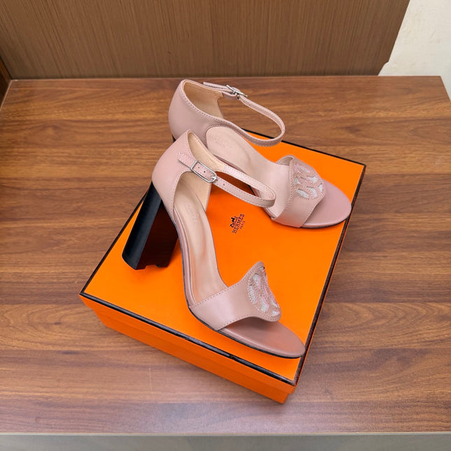 HM 26S MARQUISE SANDAL 85MM IN NUDE PINK CALFSKIN
