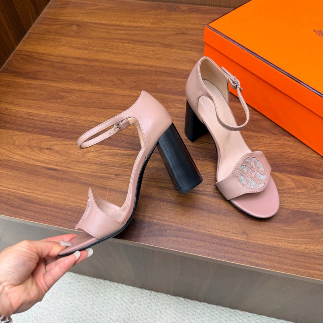 HM 26S MARQUISE SANDAL 85MM IN NUDE PINK CALFSKIN